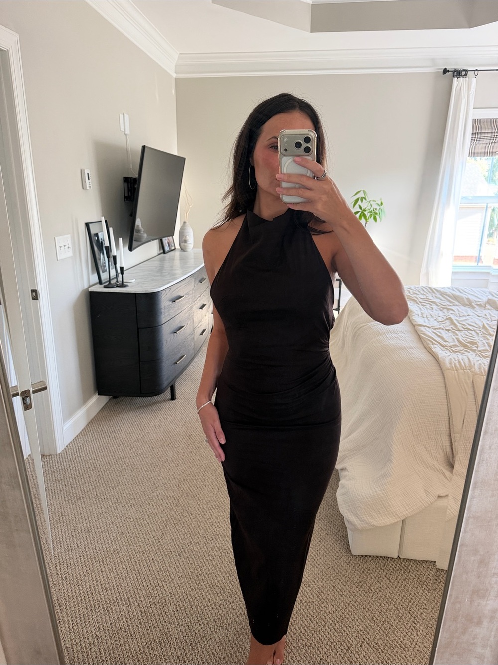 Women’s Espresso Halter Midi Dress